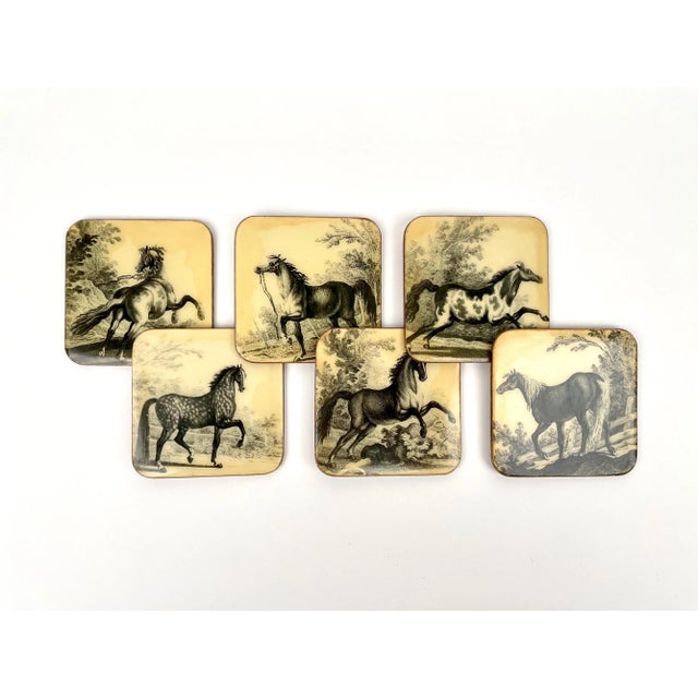 Lacquered Wood Horse Coasters, Italy, 1950s, Set of 6 For Sale - Image 10 of 18
