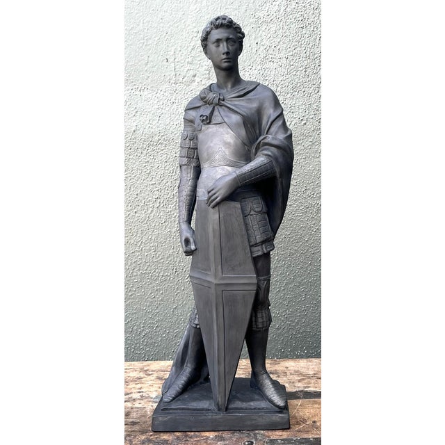 19th Century Vintage Danish Saint George Terracotta Sculpture For Sale - Image 5 of 12