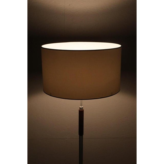 Large Mid-Century Danish Aluminum and Teak Floor Lamp with Cotton Lampshade, 1960s For Sale - Image 11 of 14
