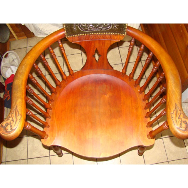 1875 Cherry California Furniture Co. Custom Barrel Spindle Chair Chairish