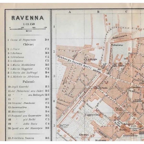 Fold out map of Ravenna from a 1928 Italian atlas. There are two black and white maps on the back. Combined shipping...