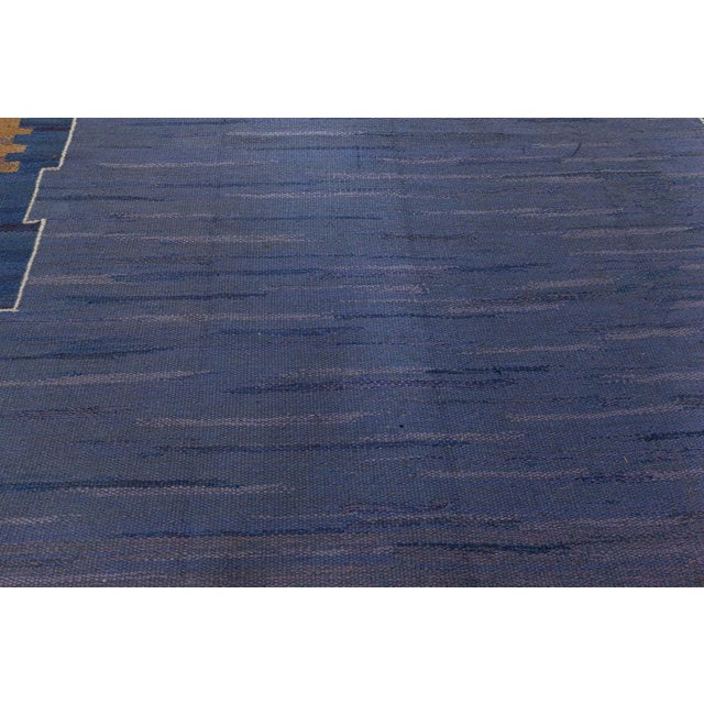 Vintage Swedish Flat Woven Rug by Johanna Bruns Vavskola Size: 7'3" × 10'10" (220 × 330 cm) This exceptional vintage...