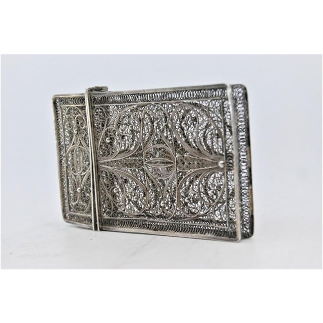 Silver Vintage Filigree Silver Cartoneira For Sale - Image 8 of 9