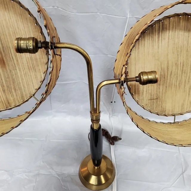 1950s Authentic MidCentury Modern Double Shade Table Lamp by Majestic