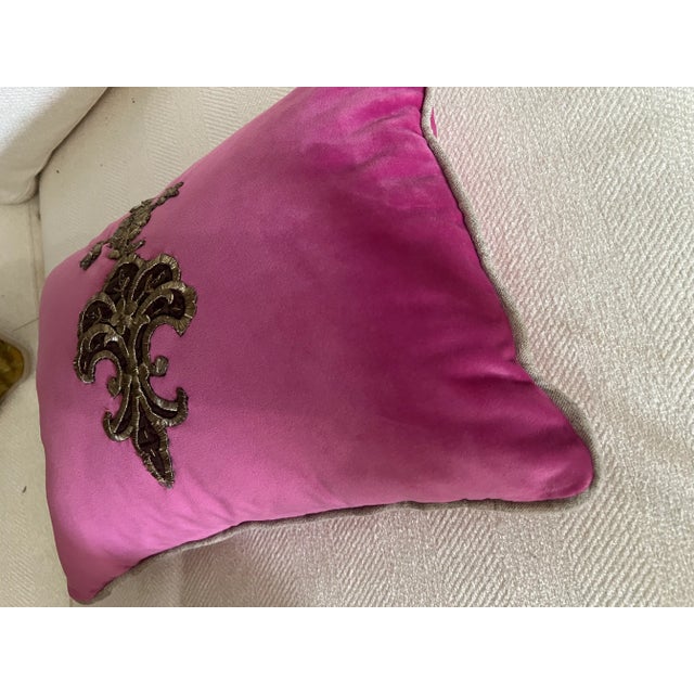 Antique Hand Embroidery Gold wire Pillow Re-Designed by Silvia Petroccia Antiques & Interiors
