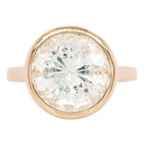 Round Prasiolite Solitaire Ring: Solid 14k Yellow Gold, 12mm Gemstone For Sale