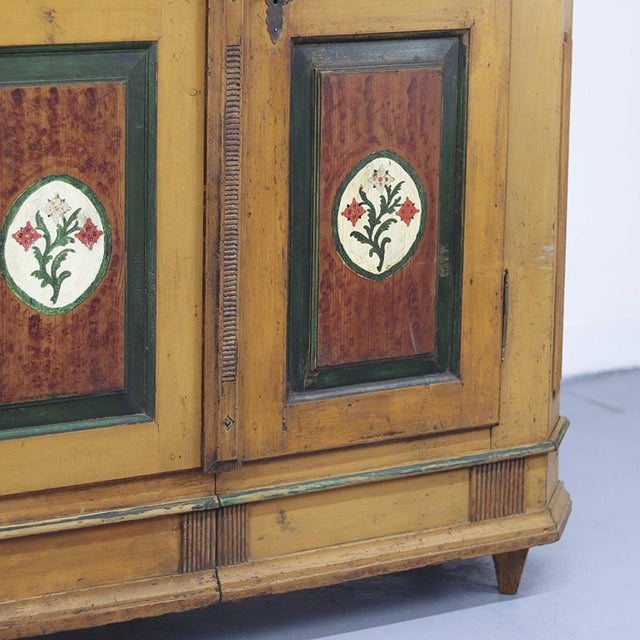 Rustic Farmhouse Painted Folk Art Bridal Cabinet For Sale - Image 5 of 15