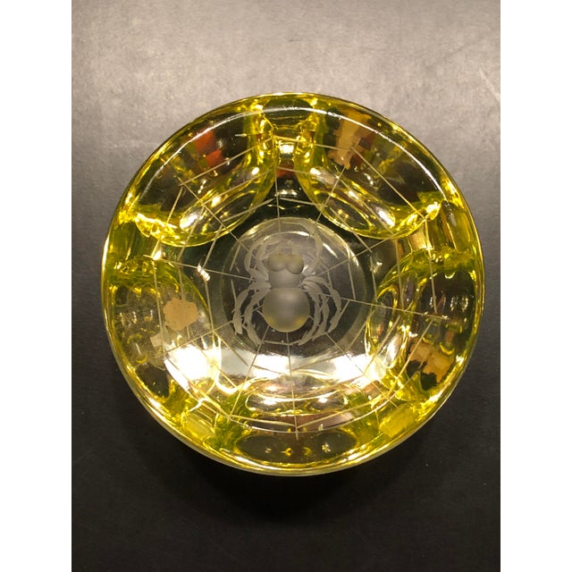1960s Mid Century Modern Webb Corbett Mod Uranium Glass Spider Paper Weight