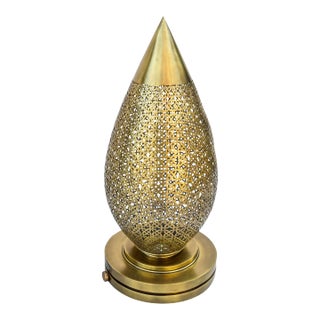 Vintage Moorish-Patterned Brass Table Lamp For Sale