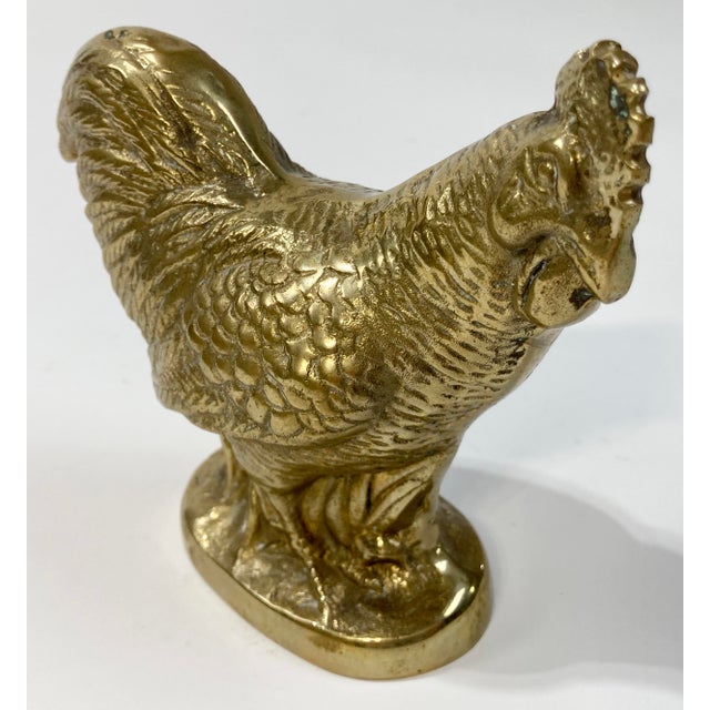 Farmhouse Vintage Brass Rooster Paper Weight For Sale - Image 3 of 6