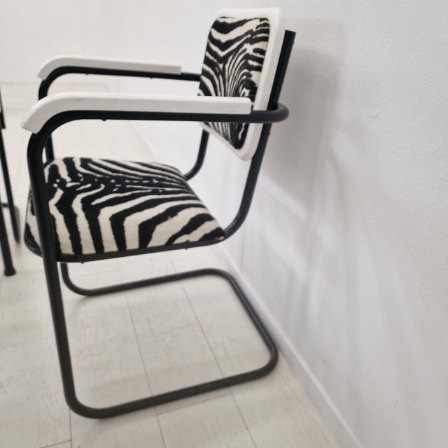 Metal Bauhaus-Style Cantilever Dining Set in Steel, 1970s, Set of 4 For Sale - Image 7 of 18