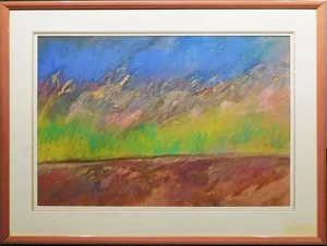 1980s Mark Dickson Untitled Mix Media, Pastel and Watercolor Abstract Hand Signed, Framed