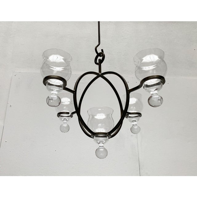 Mid-Century Danish Metal and Glass Candleholder Pendant, 1960s, in Very Good conditions. Designed 1960 to 1969 Up to 250V...
