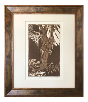 Vintage Mid Century Artist Proof Abstract Etching David Bond "Wingtree" 1972