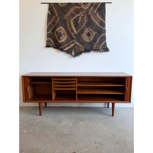 Svend Aage Larsen for Faarup Møbelfabrik Mid Century Danish Teak Tambour Door Credenza For Sale In New York - Image 6 of 12