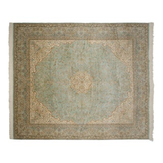 Vintage Fine Bulgarian Kerman Design Square Rug - 11'10" X 13'11" For Sale