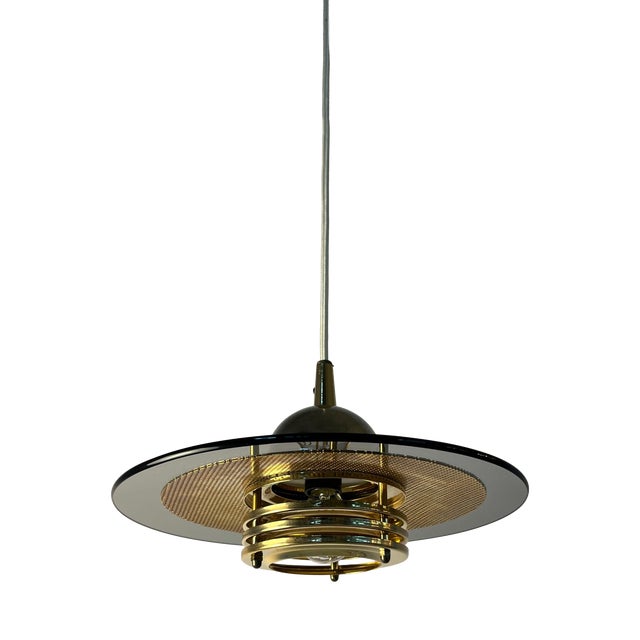 Small Vintage Pendant Lamp in Smoked Glass and Brass by Jan Eskil Eskilsson for Belid For Sale