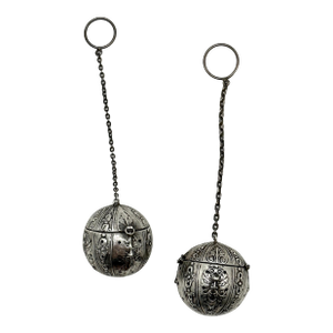 A Beautiful Pair of Antique Circa Early 1900s American Sterling Silver Tea Ball Infusers by the Webster Company