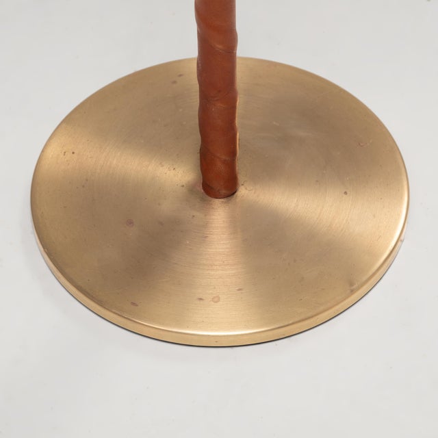 1960s Leather and Brass Floor Lamp by Uno & Östen Kristiansson for Luxus, Sweden, 1960 For Sale - Image 5 of 9
