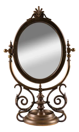 Large Victorian Brass Table Mirror, England, 1880s