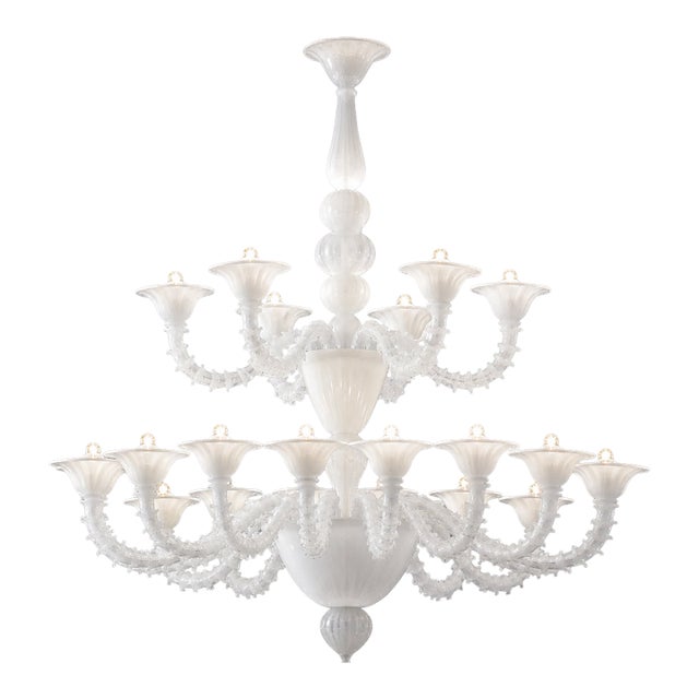 Monumental Contemporary White Rezzonico Murano Glass Chandelier For Sale