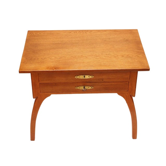 Art Nouveau Oakwood Sewing / Side Table, 1890s For Sale - Image 3 of 9