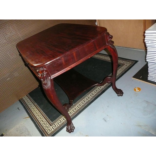 Library Table/Salon Room Table. 1920's Vintage. Carved Ornate Lions Heads For Sale - Image 9 of 17