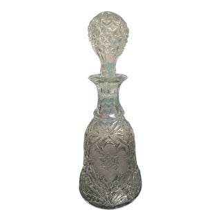 Vintage Crystal Liquor Decanter, Rare Bell Shaped Decanter, Cut Glass, Mid-Century Mordern For Sale