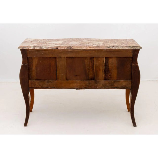 Louis XV Style Walnut Marquetry Bombe Commode For Sale - Image 10 of 10
