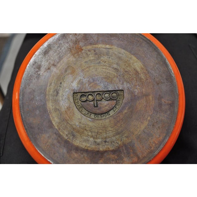 Late 20th Century Mid Century Modern Copco Michael Lax Orange Enameled Cast Iron Saucepan Denmark W / Lid For Sale - Image 12 of 14