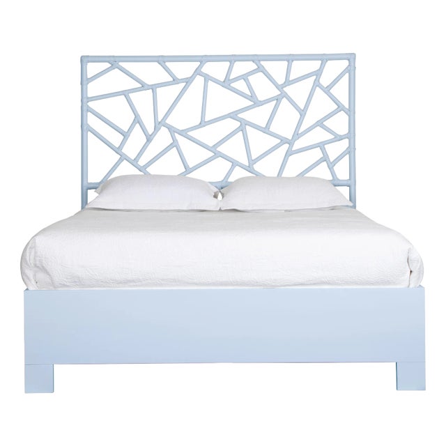 Tiffany Platform Bed Queen, Light Blue For Sale