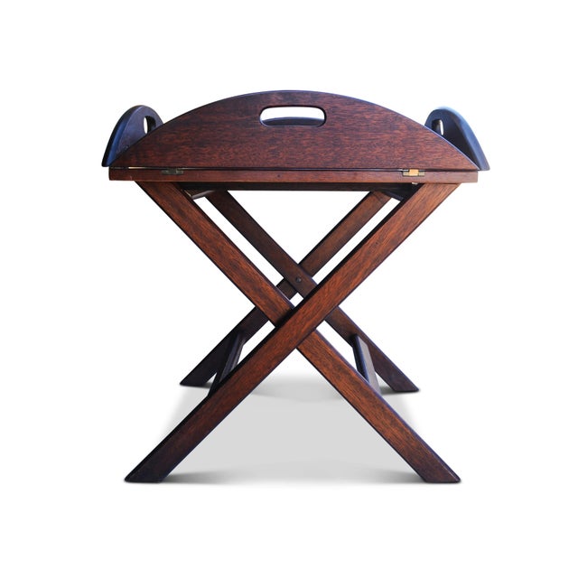 English Military Campaign Butlers Tray and Folding Stand, Set of 2 For Sale - Image 3 of 18