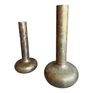 1960s Paolo Marini Laras Padova Brass Bud Vases Mid-Century Modern Italian Design Set For Sale