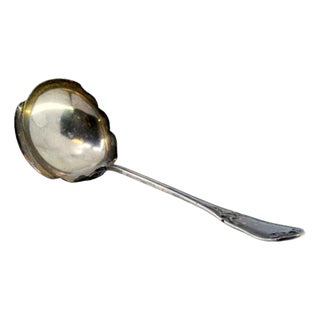 Wavy Silver Sauce Spoon with Raised Grooves Handle For Sale