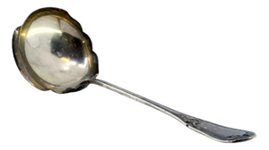 Wavy Silver Sauce Spoon with Raised Grooves Handle