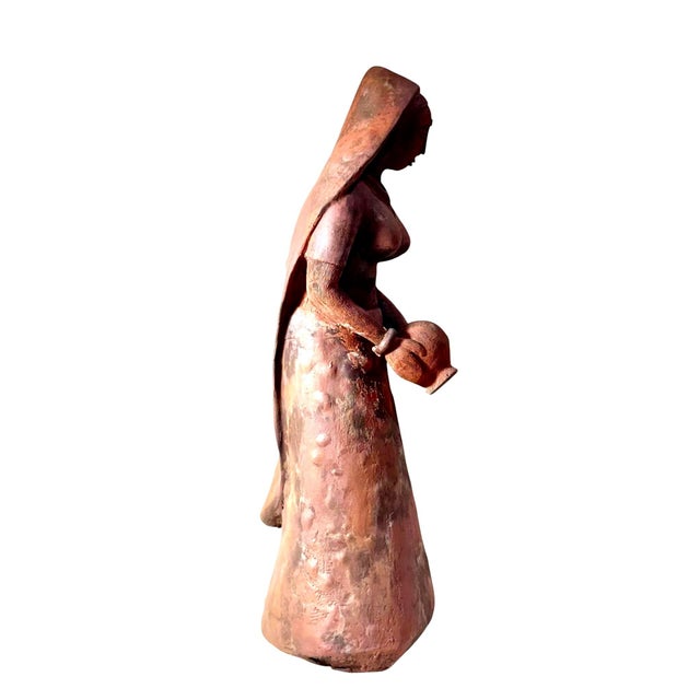 Indian Antique Terracotta Indian Couple Figures -Two Piece Set For Sale - Image 3 of 14