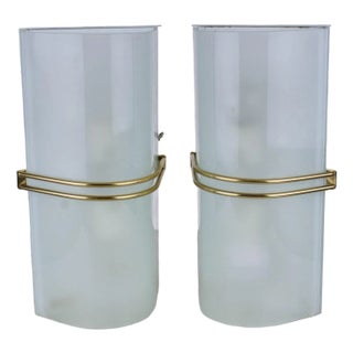 Vintage Clear & Silver Wall Lights For Sale