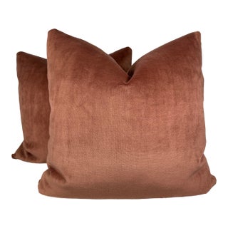 22" Dusty Rose Velvet Pillows-a Pair For Sale