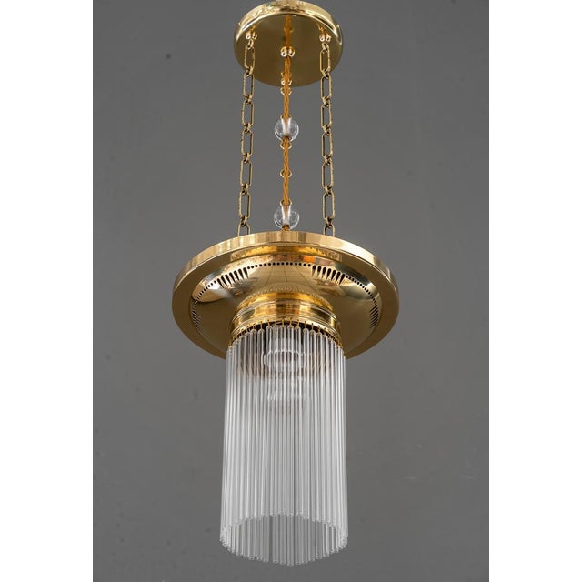 Art Deco Chandeliers with Glass Sticks, Vienna, 1920s, Set of 2 For Sale - Image 4 of 18