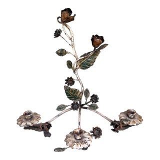 1950s Tole Floral Wall Sconce For Sale