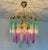 Purple 1980s One-of-a-Kind Hand-Painted Spanish Glass Rod Chandelier in Turquoise & Purple – 3 Lights For Sale - Image 8 of 16