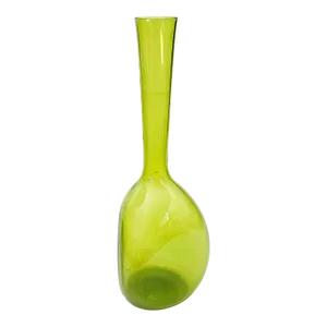 1960s Art Glass Green Vase With Flattened Sides, Attributed to Elme Glasbruk, Sweden