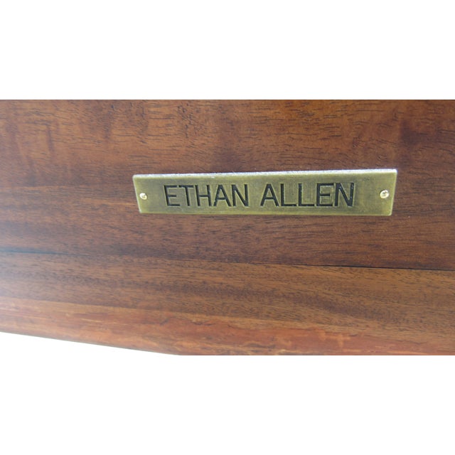 Brown Vintage Ethan Allen Cherry Queen Townhouse Designer Bed Beautiful Warwick For Sale - Image 8 of 9