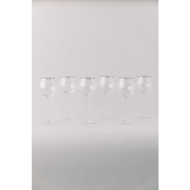 Modern Siren Beverageware Clear + Platinum Red Wine - Set of 4 For Sale - Image 3 of 5