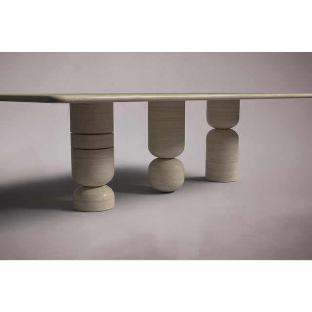 Modern Halo Rectangular Travertine Dining Table For Sale - Image 3 of 4