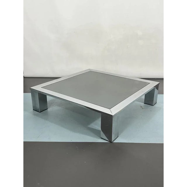 Mid-Century Chrome and Dark Mirror Glass Side Table in the style of Saporiti, Italy, 1970s For Sale - Image 11 of 15