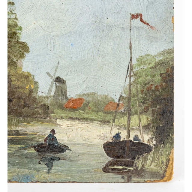 Dutch School River Landscape Oil on Panel For Sale - Image 4 of 6