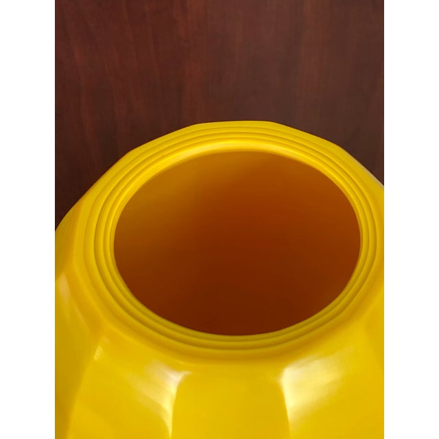 Robert Kuo Contemporary Yellow 12-Facet Vase Made from Peking Glass Purchased in mid 2000’s from Gump’s San Francisco, Ca....