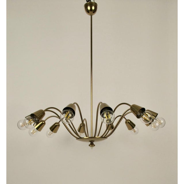 Mid-Century Modern Mid-Century Brass Chandelier from Rupert Nikoll, Austria, 1961 For Sale - Image 3 of 16