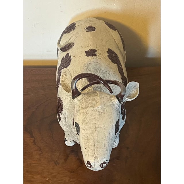 White Antique Chinese Paint Decorated Metal Spotted Cow Box For Sale - Image 8 of 12